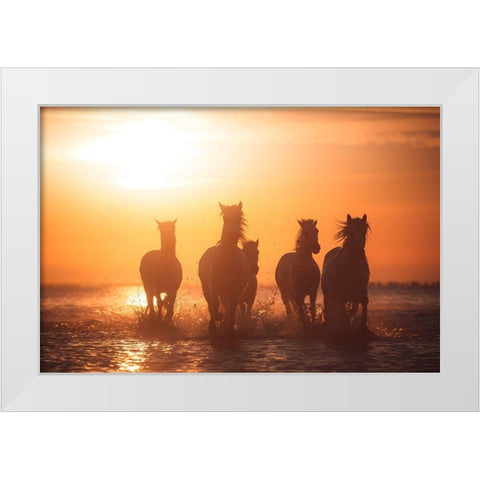 Camargue Angels White Modern Wood Framed Art Print by Anton, Rostovskiy