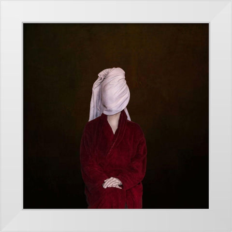 After Shower Portrait White Modern Wood Framed Art Print by Marinksy