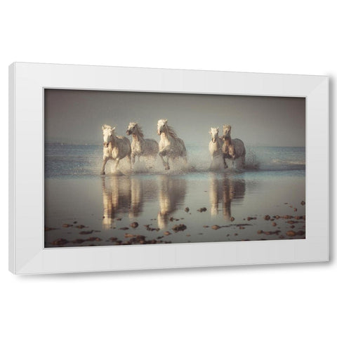 Camargue Horses White Modern Wood Framed Art Print by Anton, Rostovskiy