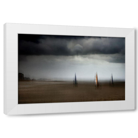 Riders On The Storm White Modern Wood Framed Art Print by Flour, Bruno