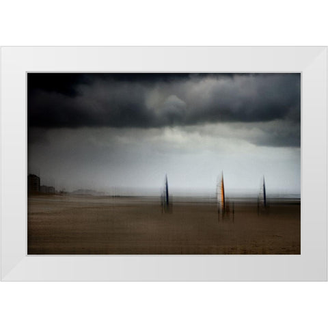 Riders On The Storm White Modern Wood Framed Art Print by Flour, Bruno