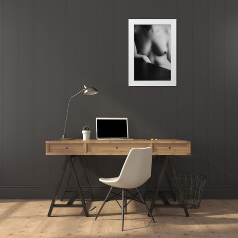 Untitled White Modern Wood Framed Art Print by Bousca, Bogdan