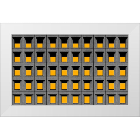 Yellow Squares White Modern Wood Framed Art Print by Schuster, Inge