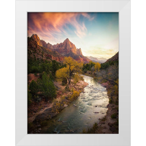 Zion National Park White Modern Wood Framed Art Print by Zheng, Michael
