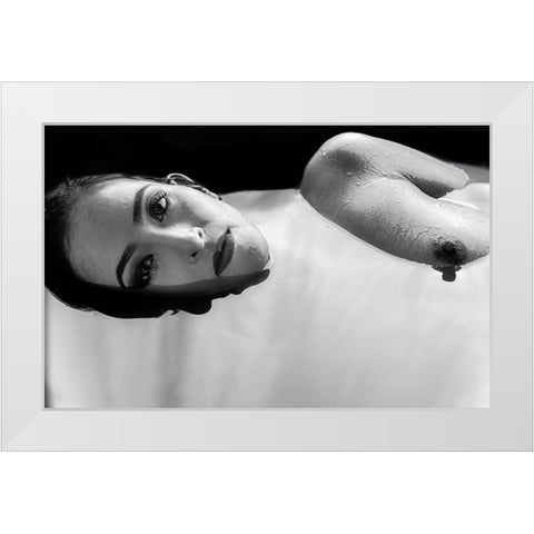 Calm White Modern Wood Framed Art Print by Chai Telan, Thanakorn