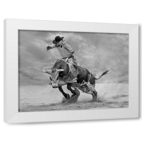 Ram Rodeo White Modern Wood Framed Art Print by Wang, Yun