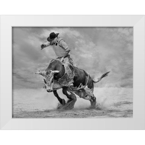 Ram Rodeo White Modern Wood Framed Art Print by Wang, Yun