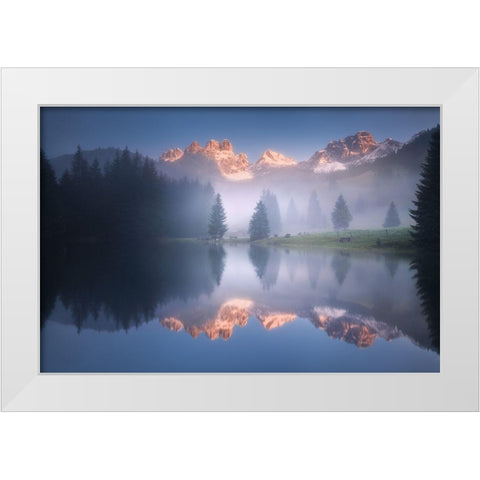 Mysterious Morning By The Lake White Modern Wood Framed Art Print by Rericha, Daniel