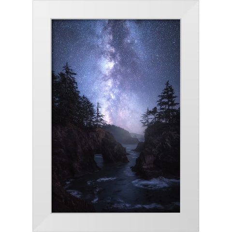 The Coast At Night White Modern Wood Framed Art Print by Gastager, Daniel