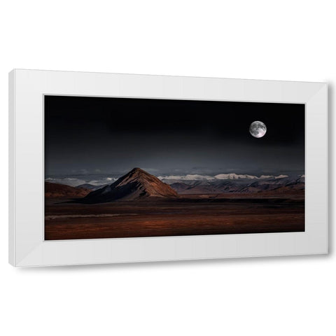 Moon Night White Modern Wood Framed Art Print by Selions