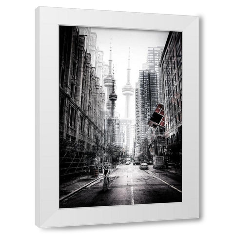 On The Streets Of Toronto White Modern Wood Framed Art Print by Chiriaco, Carmine