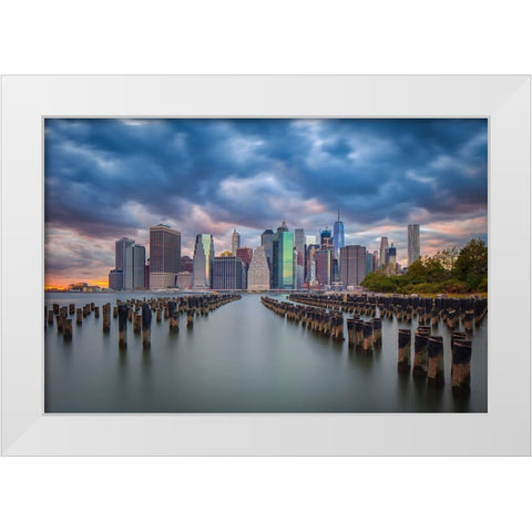 Manhattan White Modern Wood Framed Art Print by Zheng, Michael