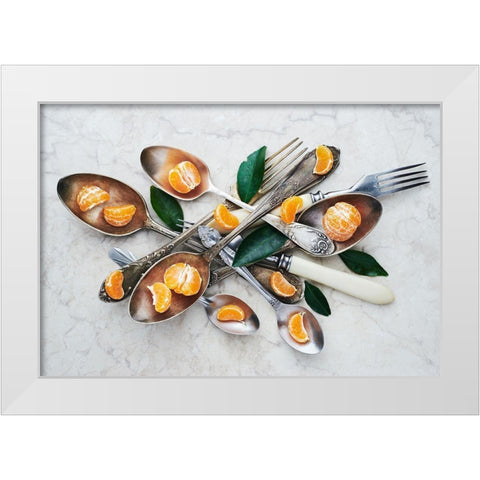Spoonsatangerines White Modern Wood Framed Art Print by Karina, Aleksandrova