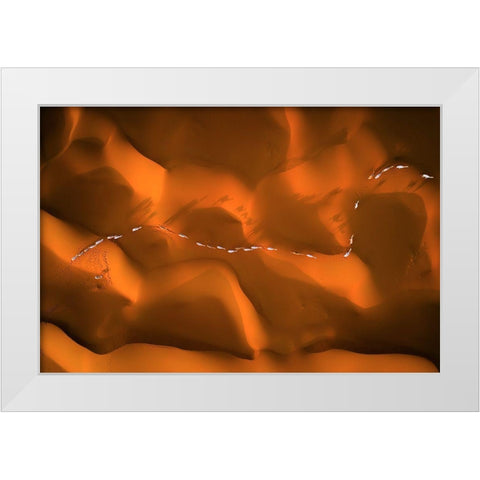 The Path Of Camels Across The Sands White Modern Wood Framed Art Print by Alnassar, Abdullah