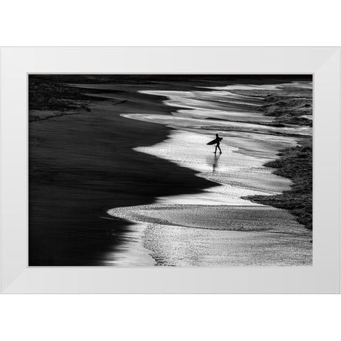 Lonely Surfer 2 White Modern Wood Framed Art Print by Domont, Jois