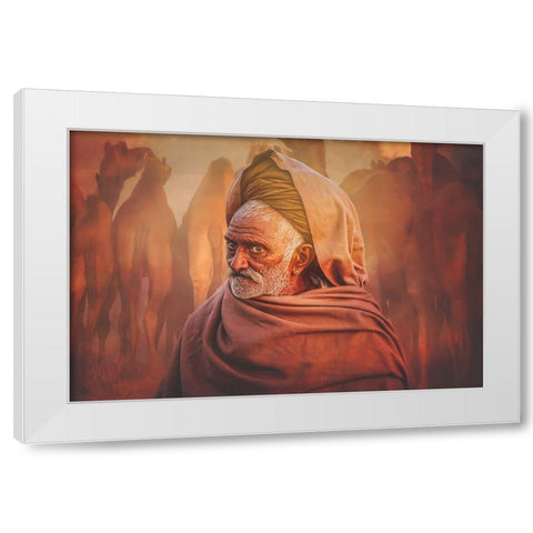 Old Rajasthani Man White Modern Wood Framed Art Print by Yosifov, Svetlin