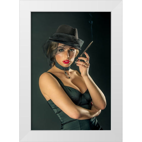 Masha White Modern Wood Framed Art Print by Kokinskiy, Sergey