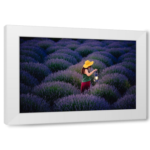 Lavender White Modern Wood Framed Art Print by Ayden, Cem