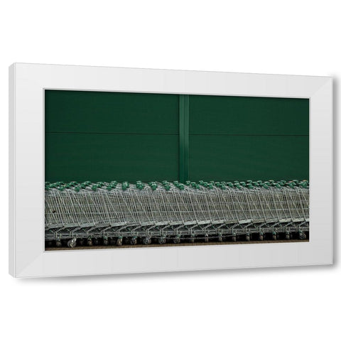 Shopping Trolleys White Modern Wood Framed Art Print by Schuster, Inge