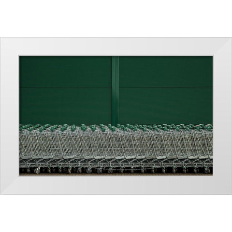 Shopping Trolleys White Modern Wood Framed Art Print by Schuster, Inge