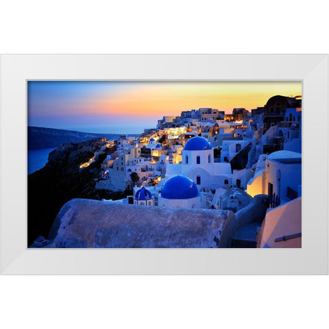 Santorini Island-Greece White Modern Wood Framed Art Print by Froyda, Martin