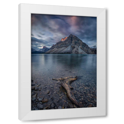 A Cloudy Day In Bow Lake White Modern Wood Framed Art Print by Zheng, Michael