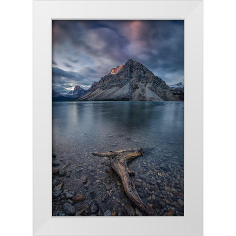 A Cloudy Day In Bow Lake White Modern Wood Framed Art Print by Zheng, Michael