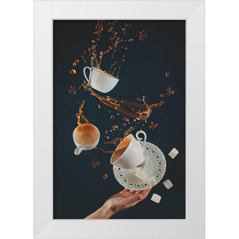 Coffee Mess White Modern Wood Framed Art Print by Belenko, Dina