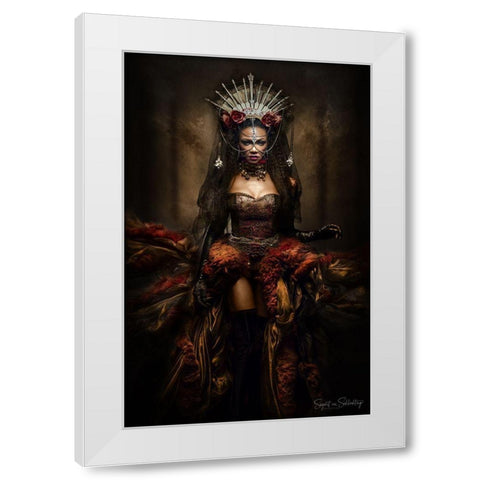 Lady Of The Night White Modern Wood Framed Art Print by Siegart