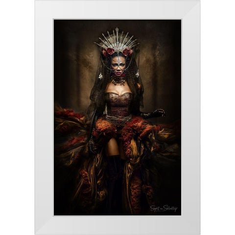 Lady Of The Night White Modern Wood Framed Art Print by Siegart