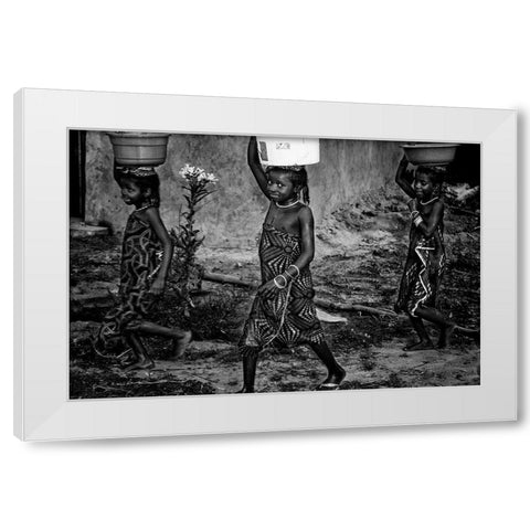 Back Home With The Water - Benin White Modern Wood Framed Art Print by Inazio Kuesta, Joxe