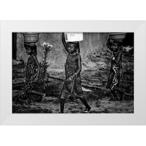 Back Home With The Water - Benin White Modern Wood Framed Art Print by Inazio Kuesta, Joxe