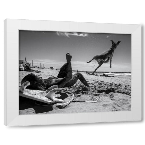 The Super Dog !!! White Modern Wood Framed Art Print by Vasconcelos, Luis