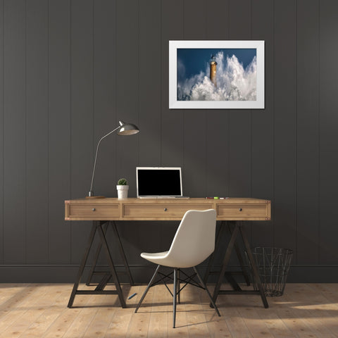 The Power Of The Sea. White Modern Wood Framed Art Print by Saavedra Ruiz, Sergio