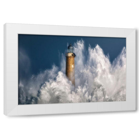 The Power Of The Sea. White Modern Wood Framed Art Print by Saavedra Ruiz, Sergio
