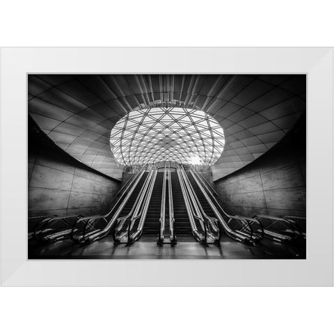 Triangeln White Modern Wood Framed Art Print by Buder, Stefan