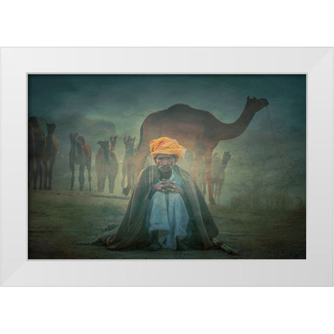 Old Rajasthani Man Iaap White Modern Wood Framed Art Print by Yosifov, Svetlin
