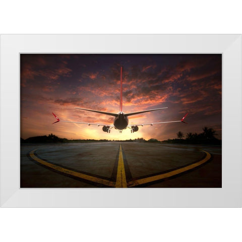 Chasing The Sunset White Modern Wood Framed Art Print by Rahayu, Ganjar