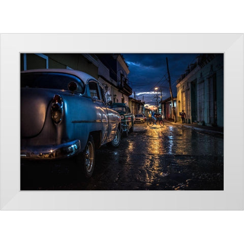 Night In Trinidad White Modern Wood Framed Art Print by Tagliarino, Marco