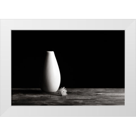 Flower And Vase White Modern Wood Framed Art Print by Ljubicic, Dusan