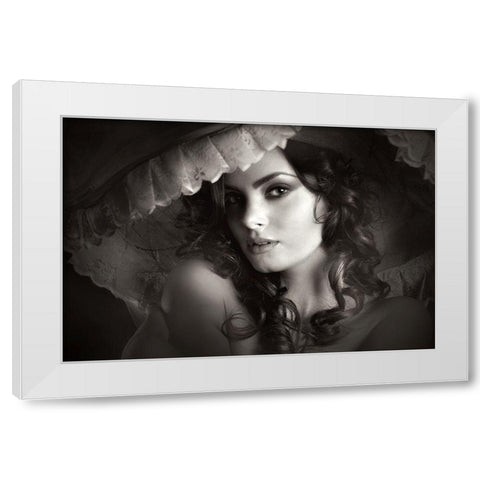 Sanziana White Modern Wood Framed Art Print by Lia, Adela