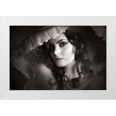 Sanziana White Modern Wood Framed Art Print by Lia, Adela