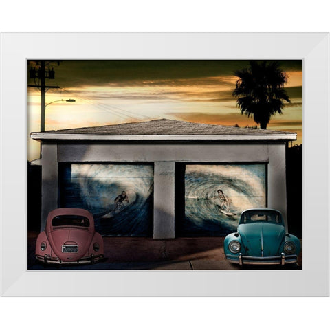 Beetles White Modern Wood Framed Art Print by Butterworth, Larry
