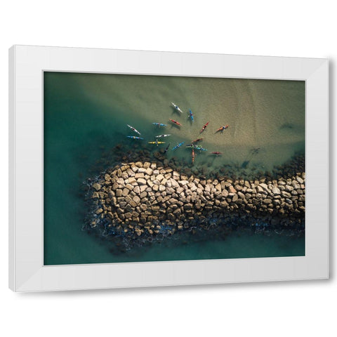 Gathering White Modern Wood Framed Art Print by Meirovich, Ido
