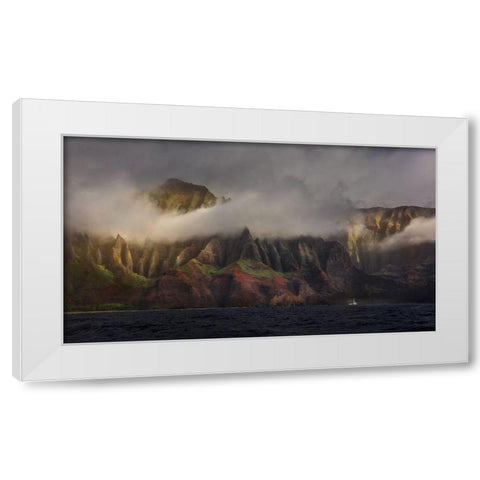 Ancient Cliff White Modern Wood Framed Art Print by Wangqian, Jerry