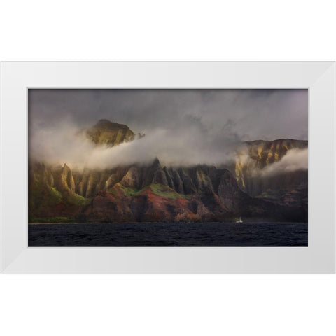 Ancient Cliff White Modern Wood Framed Art Print by Wangqian, Jerry
