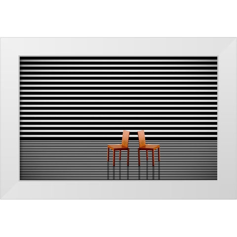 Two Red Chairs White Modern Wood Framed Art Print by Schuster, Inge