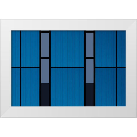 Blues And Black........... White Modern Wood Framed Art Print by Niezen, Jan