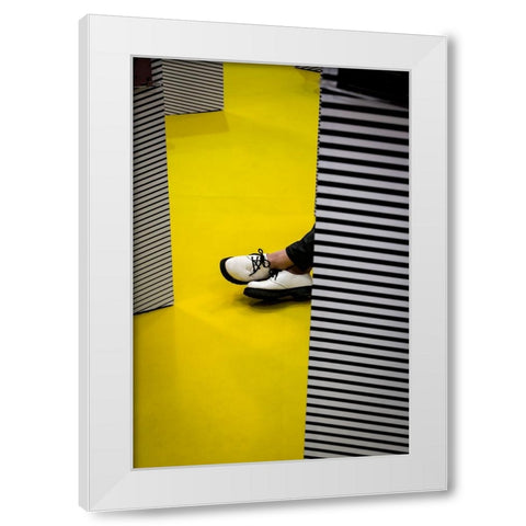 Activities On The Yellow Floor White Modern Wood Framed Art Print by Lin, Fengshou