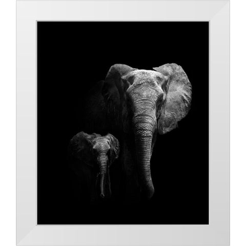 Mother And Child White Modern Wood Framed Art Print by Wildphotoart